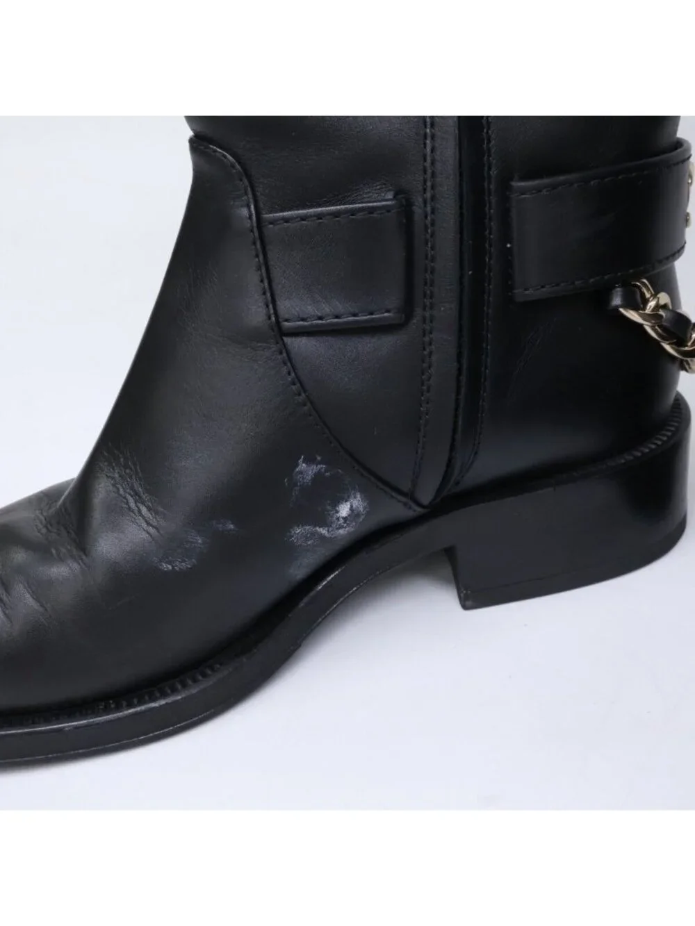 Chanel CC Logo Chain Strap Long Boots 36c